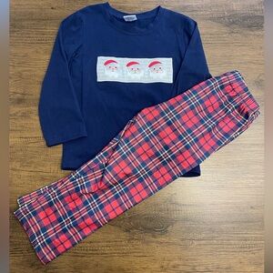 Navy and Red Santa Set with Smocking